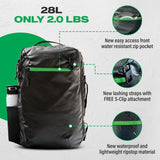 COR Surf Travel Backpack Carry On Backpack for Airplanes - Island Hopper 2.0 Travel Backpack with Clamshell Design - 28: Black with Black Zipper