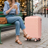 Clyrava 20 Inch Carry on Hardshell Luggage Sets of 2 Piece with Spinner Wheels and 14" Cosmetic Case, Pink Small Suitcases with Combination Lock, Checked Luggage for Travel Men/Women/Girls
