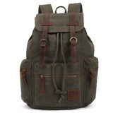 KAUKKO Vintage Casual Canvas and Leather Rucksack Backpack