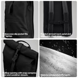 RAINS Rolltop Rucksack Large - Waterproof Rolltop Backpack Water Resistant Commuter Travel Pack Urban Minimalist (Black, Regular)