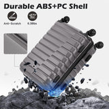 Coolife Expandable Large Checked Luggage with Spinner Wheels, Hard Shell Suitcase TSA Lock Rolling Travel Luggage 28-inch,Gray