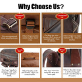 Masa Kawa Brown Leather Laptop Backpack for Men Fits 16” 15.6” Computer, Vintage Business Travel Work Large Daypack Weekender Bag Camping Rucksack