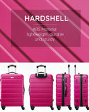 Suitour Luggage 3 Piece Sets Hard Shell Luggage Set with Spinner Wheels, TSA Lock, 20 24 28 inch Travel Suitcase Sets,Rose Red