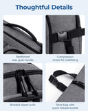 BAGSMART Travel Backpack for Women Men, 40L Flight Approved Carry on Backpack with Shoe Bag, TSA Large Personal Item Backpack with 17 Inch Laptop Compartment, Weekender Suitcase for Travel, Grey