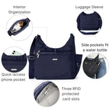 Baggallini Essential Hobo Crossbody Bag for Women - Built-in RFID Card Holder - Hobo Travel Bag with Luggage Sleeve