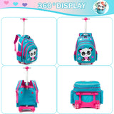 Meetbelify Girls Rolling Backpack with Wheels for School - Wheeled Trolley Backpack