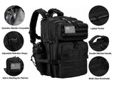 LHI Military Tactical Backpack for Men and Women 45L Army 3 Days Assault Pack Bag Large Rucksack with Molle System - Black