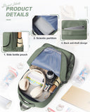 VENATIN School Backpack for Girls, Water Resistant Backpacks for Girls 15.6 Laptop Multifunction Casual Daypack, Basic College Backpack School Bookbag Mochilas Escolares para Niñas, Green