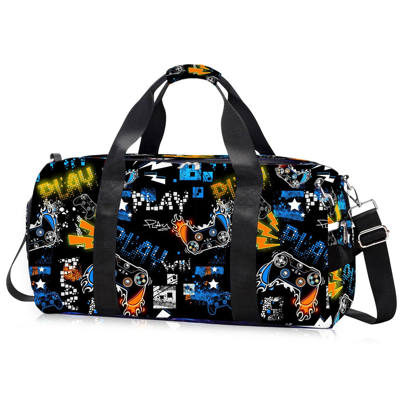 Kids Overnight Duffle Bag Boys Sport Gym Bag with Shoe Compartment & Wet Pocket, Carry On Weekender Travel Bag for Kid Boys