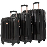 kensie 3 Piece "Alma" Light Metallic Style TSA-Lock Spinner Luggage Set, Midnight Black Option