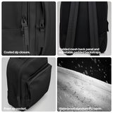 RAINS Book Daypack Large Black Laptop Backpack for Men and Women, Waterproof Black Minimalist Commuter Bag with 15”-16"