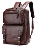 ORILOOSEN PU Casual Backpack，Men Women casual Leather laptop backpack，Daily commuter leather backpack，work bag (Brown)