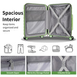 WireHot 5-Piece Lightweight Luggage with Backpack Sets, ABS+PC Hard Shell Suitcase with TSA Lock & YKK Zipper (Avocado Green, 20in/24in/28in/BP/TB)