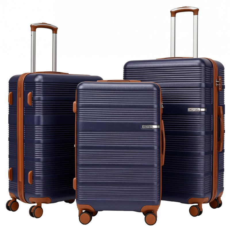 Hoteel Luggage Sets 3 Piece,(4-YEARS WARRANTY) ABS+PC Durable Lightweight Hard Shell Luggage Sets With TSA Lock For Travel,Business Trip, Suitcase Set 20 24 28 Inch, Blue