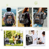 Lekebobor Cat Carrier Backpack, Expandable Pet Carrier with Sun Shade & Full Front Opening, Breathable Mesh Backpack for Small Dogs & Medium Cats Up to 18 Lbs, Foldable for Hiking, Camping (Grey)