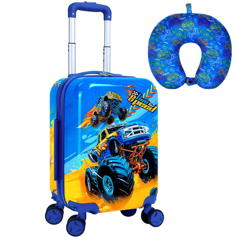 Lightweight Hardshell Spinner Kids Luggage Set 2PCS with Wheels - Airplane Approved Carry-On Suitcase for Boys & Children Ages 3-10, Car Rolling Suitcases Set for Elementary Toddler Travel