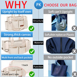 ZHMO Canvas Tote Bag for Women With Compartments and Zipper,White Women's Bags Crossbody Bags Work Laptop Tote Bag Large Satchels Handbag Tote Purse Everyday Shoulder Bag for Travel Nurse Teacher Gift