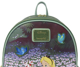 Loungefly Disney Alice in Wonderland Field of Flowers Mini Backpack – Faux Leather Floral Design