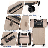 Eeeza Luggage Sets 5 Piece Suitcase with ABS Hard Shell Lightweight TSA Lock and Double Rotatable Detachable Wheels(Gray,20"/24"/28"/DB/TB)