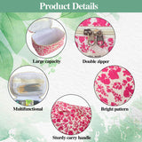 WYJ Rose Red Large Quilted Floral Makeup Bag Cute Soft Coquette Aesthetic Cosmetic Bag Cotton Travel Toiletry Bag for Women