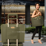 Briggs & Riley Traveler Tote Bag for Women & Men - Nylon Tote Bag for Weekend Travel & Work, Carry On Handbag, Smooth Zipper Closure, Leather Touchpoint - Baseline Collection, Olive