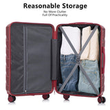 Ningering Wine Red 3 Piece Luggage Set, ABS Hardshell Suitcase with Spinner Wheels, Travel Carry on Suitcases with Combination Lock, 20/24/28 Inch (WINE RED)
