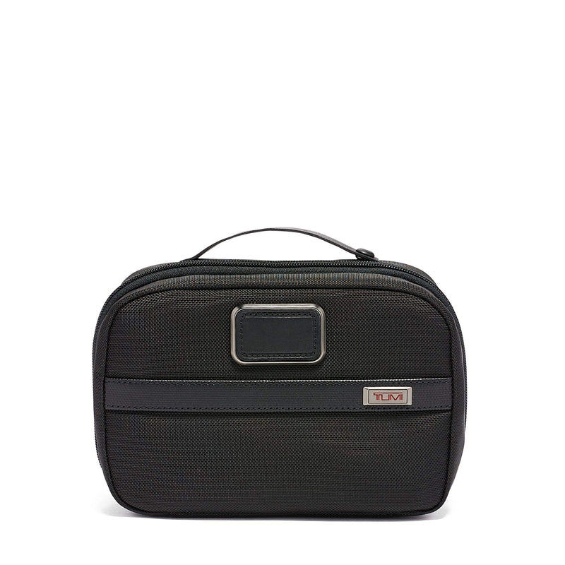 TUMI Alpha Split Travel Kit - Compact Toiletry Bag for Men & Women - Features Removable Leather Handle & 3 Zip Pockets - Black