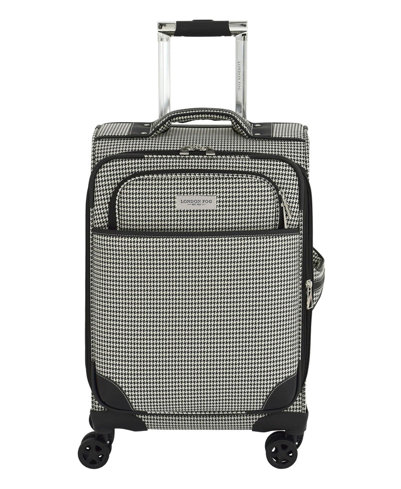 LONDON FOG Cambridge 20" Expandable Spinner Carry-on, Black White Houndstooth, 20 inch