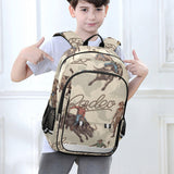 Glaphy Cowboys Pattern West with Bulls Backpack School Bag Lightweight Laptop Notebook Tablet Backpack Students Travel Bookbag with Reflective Stripes