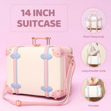 Miss.Box Vintage Luggage Set with Wheels, Retro Suitcase, Vintage Travel Luggage Set, Stylish Vintage Luggage Set for Women and Men (White, 14inch&18inch)