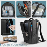 hk Laptop Backpack for Men with USB Charging Port Water-Resistant for 15.6 Inch Computer Bag Durable High-Tech Daypack Casual Backpack for Business Work College Weekender Travel-Black