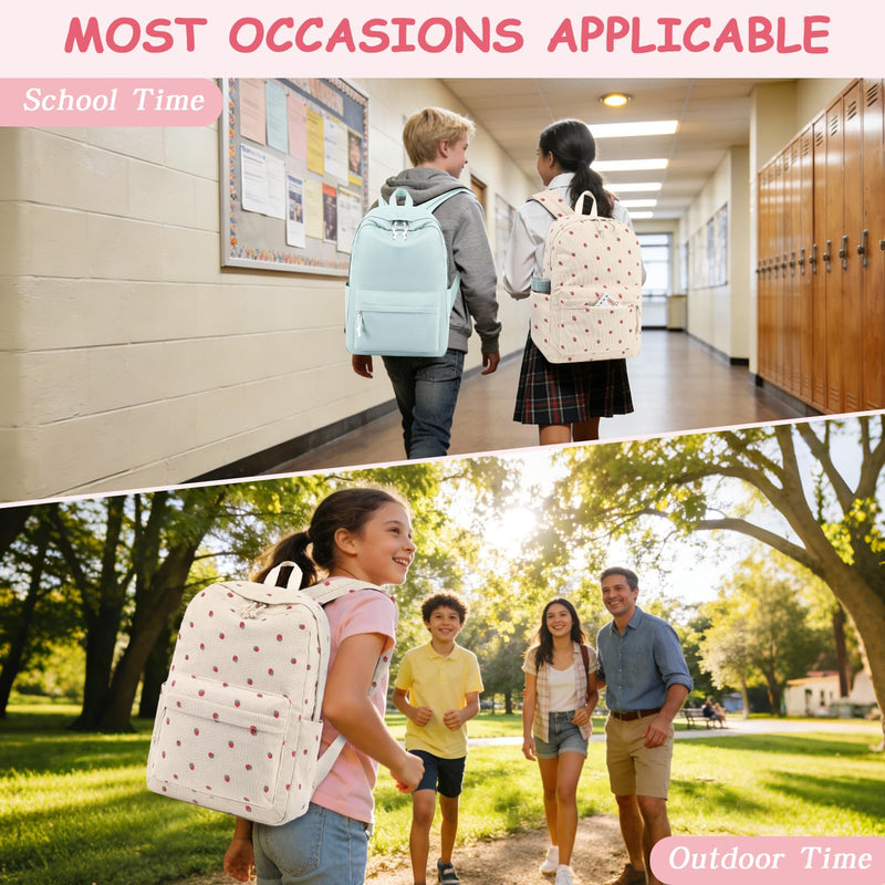 Bluboon Backpack for School Girls Women, Cute Corduroy Laptop Bookbag for Kids Teens, Durable Girls Lightweight Backpack