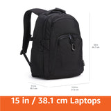 Amazon Basics Travel Laptop Backpack with Multiple Pockets and Compartments for 15.6 inch Laptop, Water Resistant, Spacious with Padded Shoulder Straps, Black