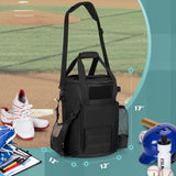 Smasrob Baseball Coaches Bag Fits 6 Gallon Ball Bucket, Baseball Bucket Bag with Backpack and Shoulder Straps, Black