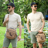 SUNSOMEN Mens bag Canvas Shoulder Bag Small Messenger Crossbody Work Bag Vintage Multi-function (D.Blue)