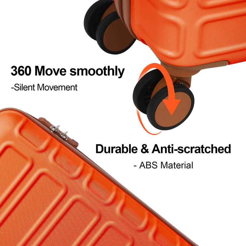 AAIVV 4 Piece Luggage Set Expandable ABS Travel Suitcase Set TSA Lock Hardshell Durable Lightweight Traveling Luggage Sets Gift for Back to School (Orange, 28in26in20in13in)