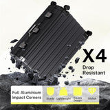 Krute No Zipper Luggage Set 2 Pieces Aluminum Frame Suitcase Sets Polycarbonate Hard Shell Luggage TSA Lock Checked Suitcase with Spinner Wheels