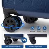 KYME Luggage Sets 2 Piece Hardshell 20"/24" Suitcase with Double Spinner Wheels Hardside Suitcases Sets with TSA Lock PC+ABS Travel Luggage (Navy Blue, 2Pcs Set(20"/24"))