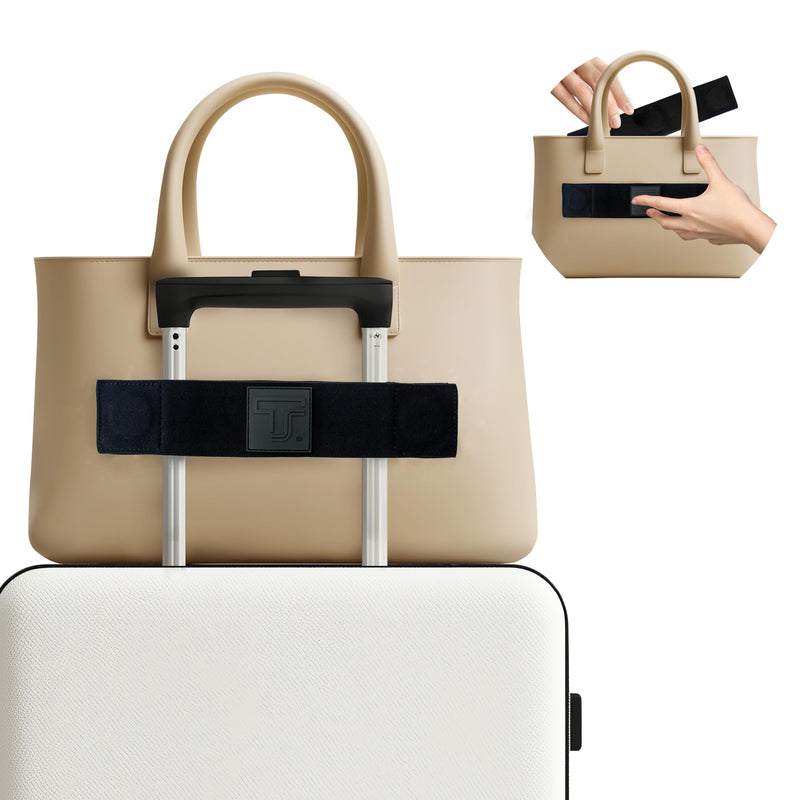 Trolley Strap Carryon Luggage Strap Over Suitcase Handle for Attaching Carryon Bag Travel Accessories TSA Approved Carry-On Add a Bag Belt Sleeve for A Tote Backpack Purse (Black on Black)