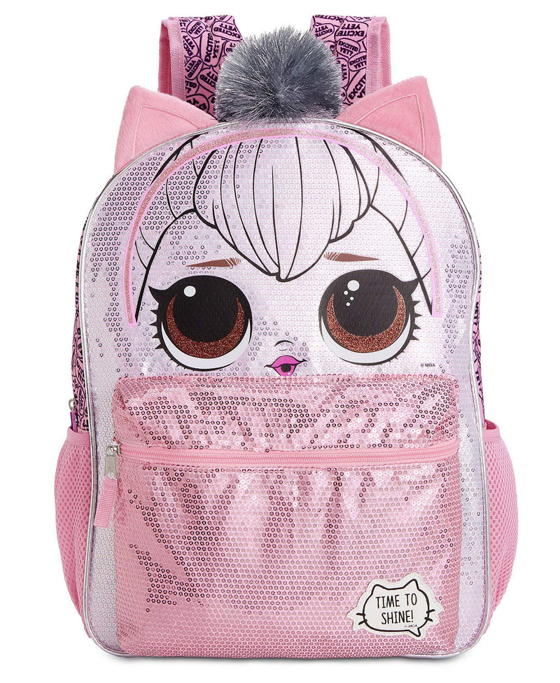 LOL Surprise Queen Kitty Backpack for Girls - 16 Inch - LOL School Bag Elementary School Size Pink