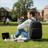 KAILUOLAI Quilted Backpack, Water-Resistant Nylon Bookbag for 15.6 Inch Laptop, College Bookbag Travel Backpack for Men Women (Black)