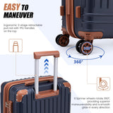 KUNEL Expandable 5 Piece Luggage Sets with Detachable Spinner Wheels and TSA Lock, Unisex Hardside ABS Suitcase Set, Hardshell Lightweight Waterproof Travel Hard Case Suitcases with Wheels, Darkblue