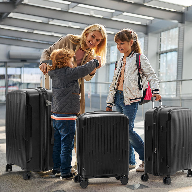 Nazhura Luggage Set, 3-Piece Hardside Suitcase Set, 20-inch Carry On, 24-inch, 28-inch Luggage (Dark Grey)