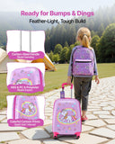 VEVOR Kids Luggage Set, 5 Piece, 18 Inch Hardside Rolling Wheels Suitcase with Backpack & U-shape Pillow, Unicorn Kids Carry on Luggage Set, Holiday Birthday Gift for Girls Boys, Airline Approved