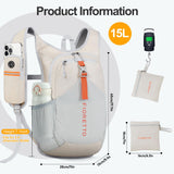 FIORETTO 15L Hiking Backpack for Women Men Mini Packable Backpack Lightweight Small Daypack for Camping Travel Outdoor, Beige