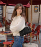 KALIDI Women’s Swing Zip Leather Shoulder Bag,Black