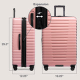 U.S. Traveler Boren Expandable Hardside Rugged Travel Luggage with 8 Spinner Wheels, Rose Pink, 2-Piece Set