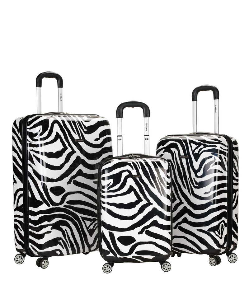 Rockland Safari Hardside Spinner Wheel Luggage, Zebra, 3-Piece Set (20/24/28) (F195-ZEBRA)