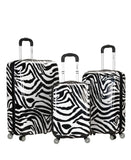 Rockland Safari Hardside Spinner Wheel Luggage, Zebra, 3-Piece Set (20/24/28) (F195-ZEBRA)