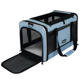 GAPZER Cat Carrier 18 x 11 x 11 Top Loading Soft-Sided Pet Travel Bag Over 15lbs, Portable Small Dog Puppy Car Crate 10 lbs, Chihuahua Kennel Carry Case, Kitty Cloth Cage Medium Cat Under 25 Blue